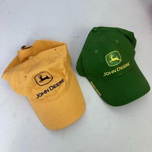 John Deere 2 Baseball Cap Bundle- Yellow&Black, Green&Yellow. 1 size fits all